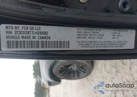 2020 Dodge Challenger R/T 50Th Anniversary from USA, damaged, VIN 2C3CDZBT7LH240082